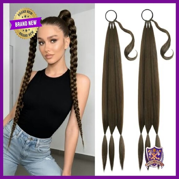 2PC Synthetic Braid Ponytail Extensions, Lightweight DIY Hairpieces main image 3